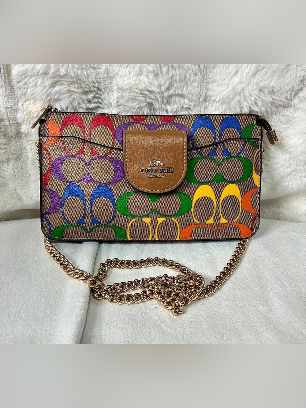 Euc Coach Pride Poppy Crossbody with Card Case in Rainbow Signature Canvas